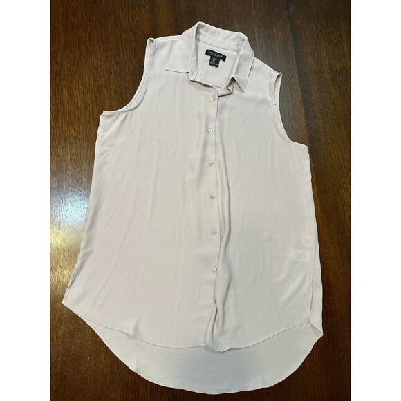 Rachel Zoe Tops - Rachel Zoe Women’s Large Muted Pink Beige Collared Button Down Slit Side Summer